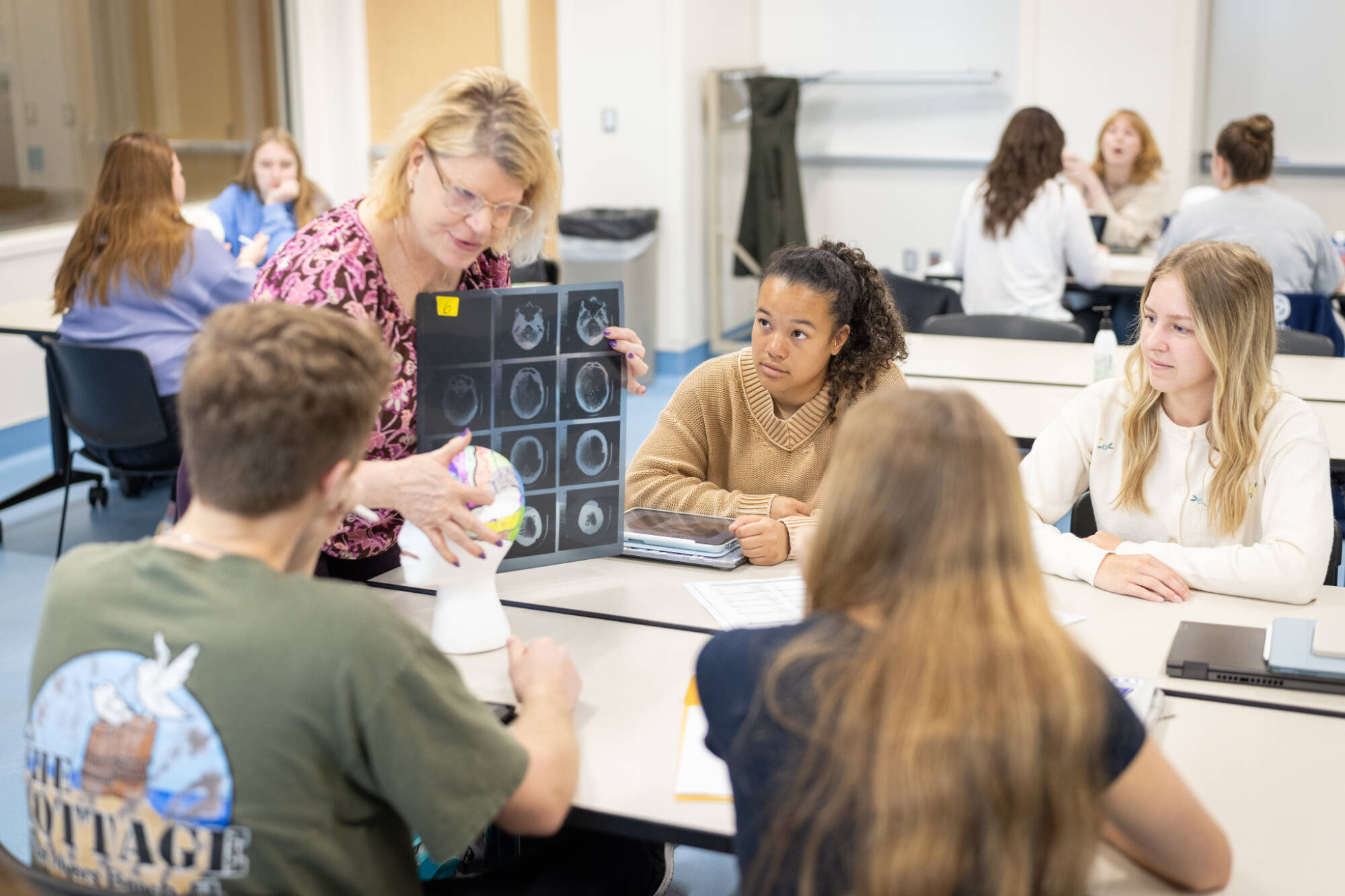professor assisting students